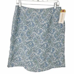 Vintage Merona Silk Skirt NWT Size 14 Boardroom Siren Light Blue Gray Paisley